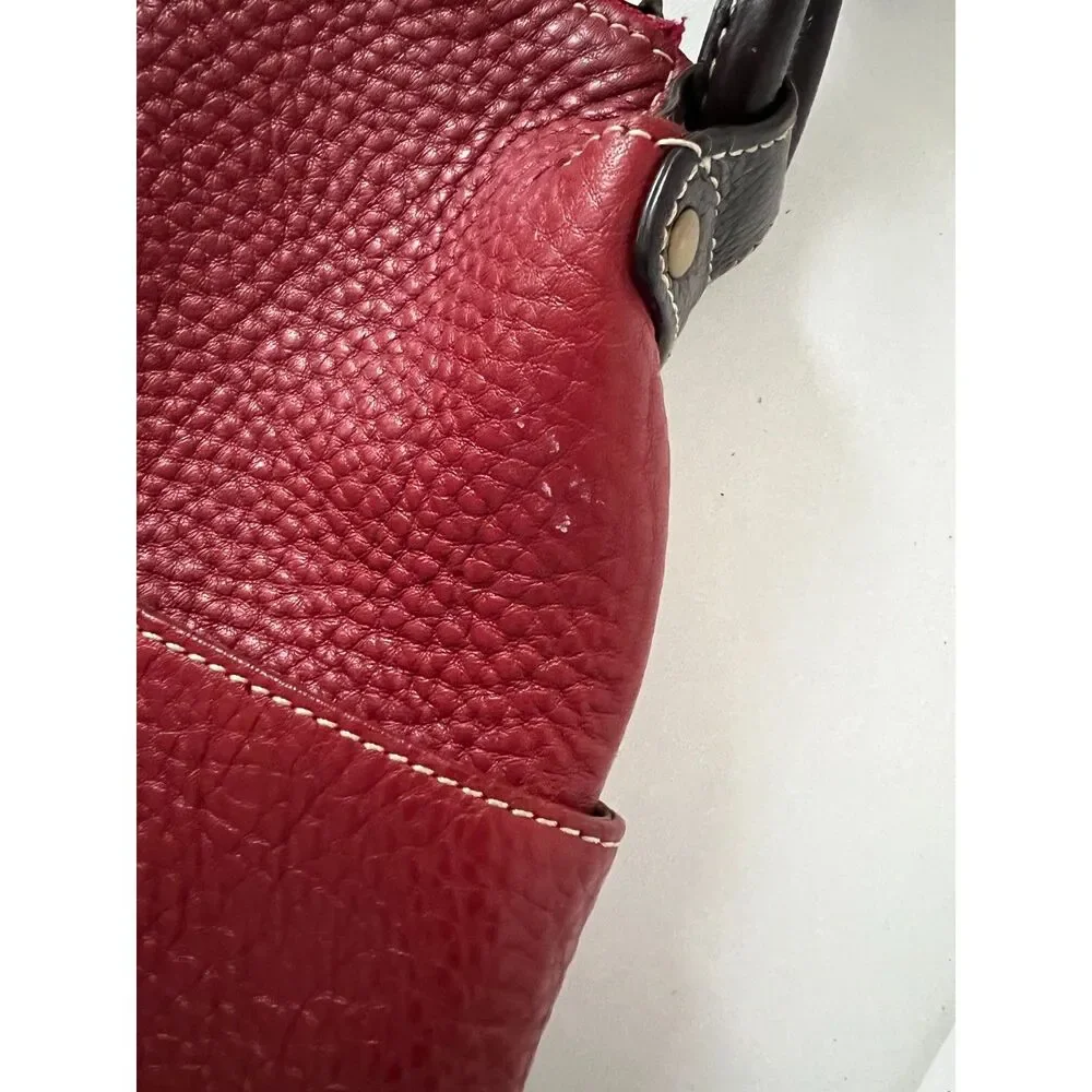 Sundance Oxblood pebbled leather hobo with brown handles